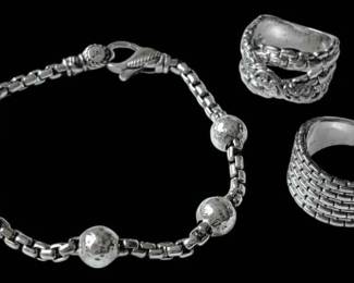 JAI Sterling Silver Bracelet Rings 38.3g