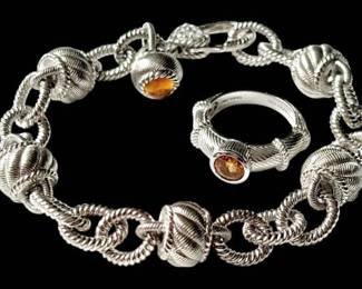 Judith Ripka Sterling Collection Matching Bracelet Ring Set 42.5g