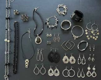 Black SilverToned Costume Jewelry