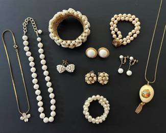 White GoldToned Costume Jewelry  Faux Pearl  More