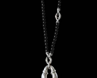 Scott Kay Black Onyx Sterling Bolo Link Tassel Necklace 86.5g