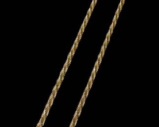 14k Yellow Gold Necklace, Twisted Rope Chain 6.70g
