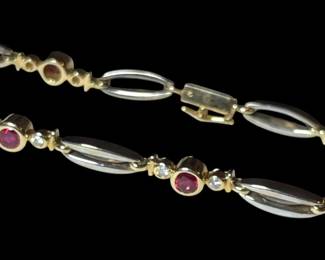  002 Diamond Ruby 14k Gold Bracelet 12.5g