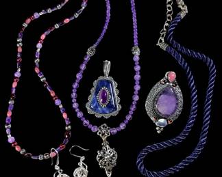 Carolyn Pollack Sterling Amethyst Necklaces Pendants 114g