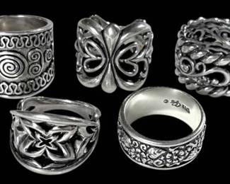 Five Sterling Silver Rings 40.0g