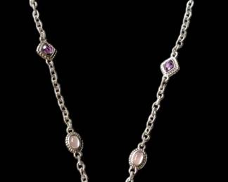  003 Judith Ripka Sterling Collection Necklace with Amethyst Heart Pendant 31.0g