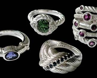 Judith Ripka Sterling Collection Gemstone Rings 26.6g