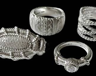 Judith Ripka Sterling Collection CZ Brooch Three Rings 36.7g