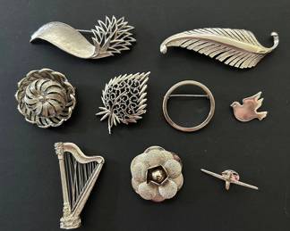 SilverToned Costume Brooches  Scarf Clip 