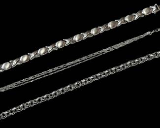 Three 14k White Gold Bracelets 21.0g