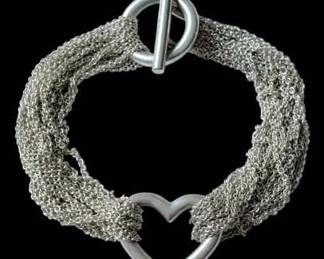 001 Tiffany Co. 925 Sterling Silver Open Heart Bracelet 34.8g