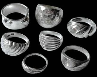 Seven Sterling Silver Rings 48.7g