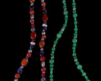 Two Carolyn Pollack Sterling Silver Gemstone Necklaces 118g