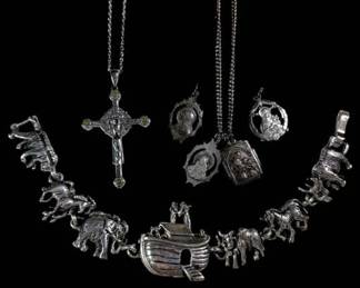Religious Sterling Silver Necklaces, Pendants, Bracelet 47.5g