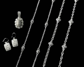 Judith Ripka Sterling Collection CZ Necklaces, Pendant, Earrings 51.8g