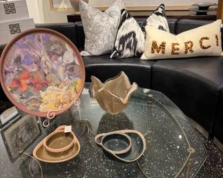 coffee table and decorative items