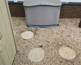 Rubbermaid storage container; sand dollar stepping stones