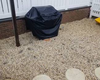 Gas grill; sand dollar stepping stones