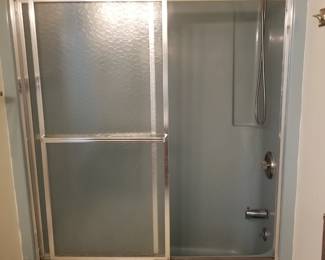 Glass shower doors; shower hardware