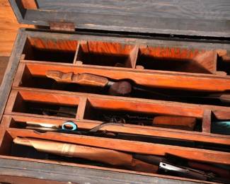 Carpenters Tool Box with Tools Very Rare Wooden Toolbox Case 