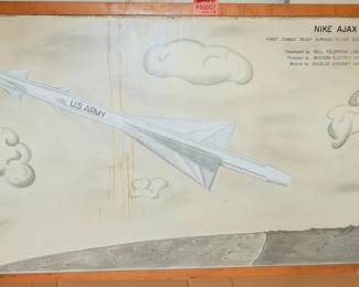RARE Nike Ajax Missile Oil Painting Original Signed 4x8'