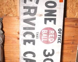 Vintage Red Ball Taxi Taxicab Sign