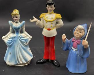 3-Disney Figures: Cinderella, Prince Charming, & Fairy Godmother