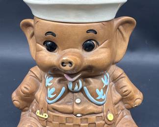 Vintage Sitting Pig Ceramic Cookie Jar