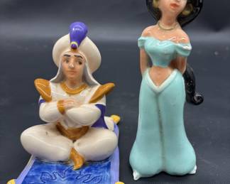 (2) Disney Ceramic Figurines Aladdin & Jasmine