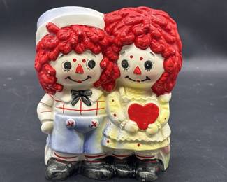 1976 Ceramic Raggedy Ann & Andy Planter from Japan
