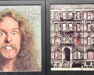 (2) Framed Ted Nugent & Led Zeppelin Album Covers