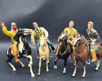 4-Hartland Action Figures: Cochise, Matt Dillon, Jim Bowie, & 1 other 1950's Western Hard Plastic Action Figures