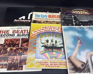 Vintage Rock LP's Vinyl Record Albums: Boston, The Beatles, Bad Company, & More