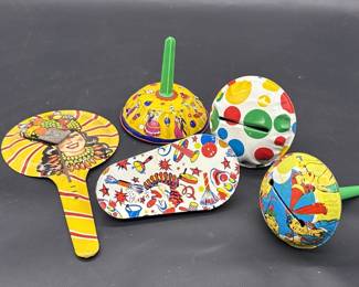 (5) Vintage Tin Litho Party Noise Makers