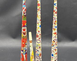 (4) Vintage Tin Litho Party Noise Maker Horns