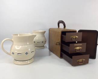 Longaberger Pottery Pitchers and Baja Slide Case