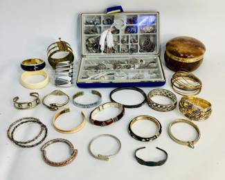 Silvertone Earrings and Bangle Bracelets
