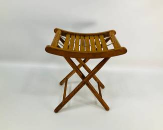 Vintage Folding Slat Top Wooden Stool