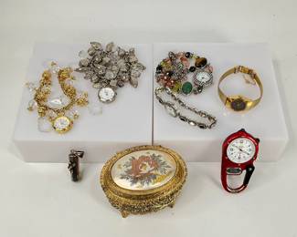 Collection of Vintage Watches, Schmid Music Box and Prayer Pendant