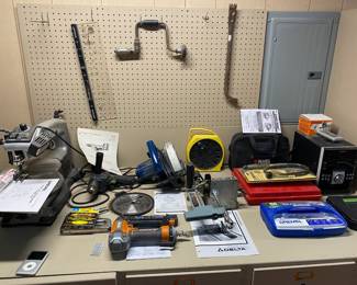 Power tools: Ryobi Circular Saw, Rigid Nail Gun ,Delta Jig, Dremel accessory kit and more