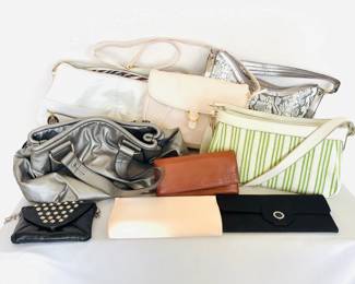 An assortment of handbags made by Nine West, Dana Buchman, Sienna Ricchi and more. See photos for sampling. Bags appear to be faux leather.