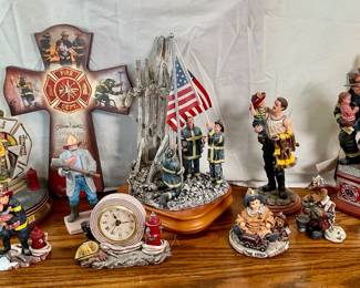 Red Hats of Courage statues includes: 'Image of Hope', plays The Star, H 13", 'Volunteer', #3/0425, H 9 1/4", 'Braveheart', # 046/2500, H 12", and more. See photos for sampling.