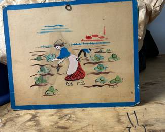 Y. Labaudt farm scene gouache – charming folk style