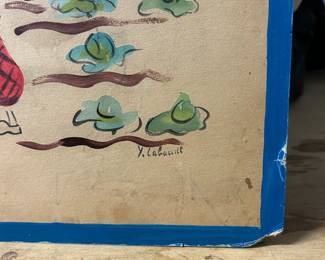 Y. Labaudt farm scene gouache – charming folk style