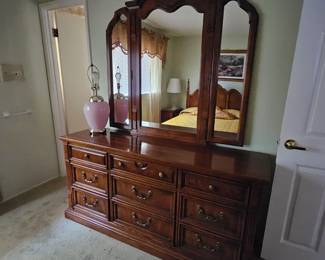 Solid wood dresser with mirror