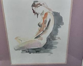 Inge Lawtzky Watercolor RECLINING NUDE