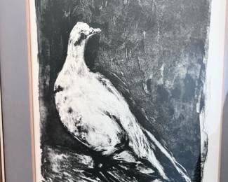 R. Kirchner Etching of Dove Framed Art