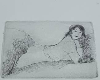 Vintage Reinhardt Kuhlewein Lithograph Partial Nude Woman