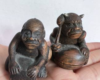 Antique Japanese wood netsukes