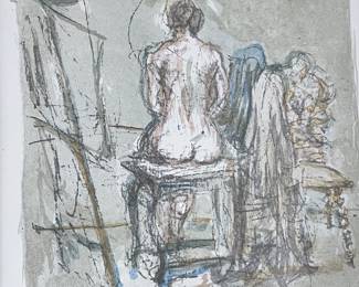 Kirchner Etching Artist Proof Nude, Measuring 16.5" x 21.5" overall incl frame.